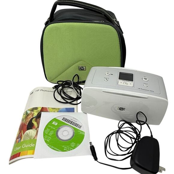 HP Photosmart A512/A516 Compact Photo Printer Bundle w/ Bag & Accessories - Picture 1 of 7